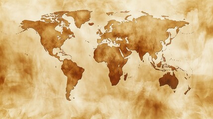 World map, A vintage map of the world in sepia tones, AI generated