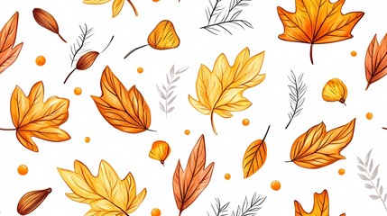 Vibrant Autumn Leaves Pattern: A Stunning Botanical Design for Seasonal Decor