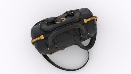 Fototapeta premium ladies black bag or hand purse with white background