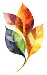 Fototapeta premium A vibrant watercolor illustration of multi-colored leaves, perfect for nature-themed designs or autumn decor.
