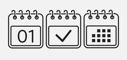 Vector icon page calendar - 1 day, agenda, done