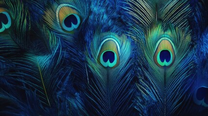 Obraz premium Peacock Feathers with Blue Sky Background