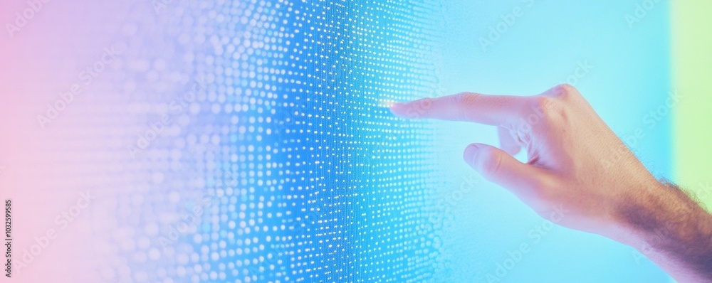 Leinwandbilder futuristic interaction hand touching digital interface in a modern technological setting