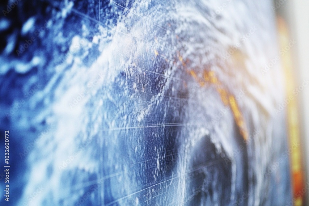 Poster macro weather radar display of approaching hurricane precision in meteorological technology and stor
