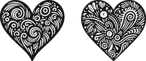 Doodle heart icon silhouette vector decorative illustration