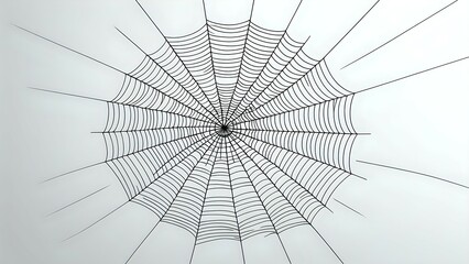 Obraz premium A spider web with radial spokes and concentric circles against a white background.
