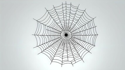 Obraz premium Close-up of a black spiderweb against a white background.