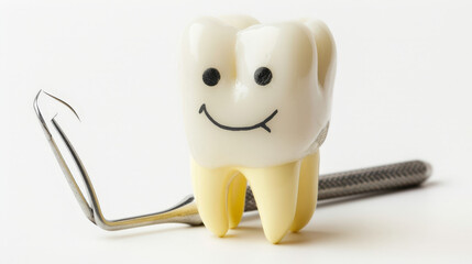 tooth and tools on white