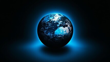 Fototapeta premium A glowing blue Earth in a dark space, a symbolic image of our planet.