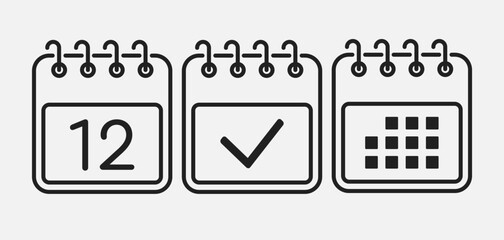 Vector icon page calendar - 12 day, agenda, done