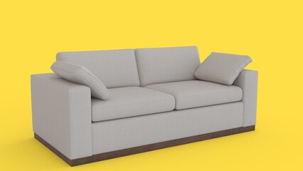 sofa with pillow with yellow background