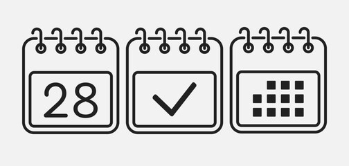 Vector icon page calendar - 28 day, agenda, done