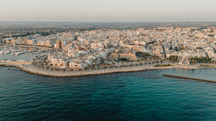 Fototapeta premium Aerial View of Historic Mola di Bari village with Beautiful castle