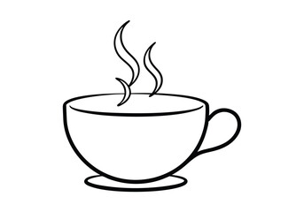 Minimalist Line Drawing of a Coffee Cup with Steam – Continuous Line Vector Art