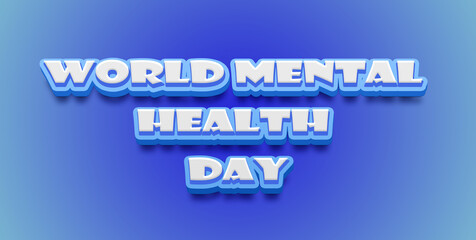Happy World Mental Health Day Text Effect on blue background