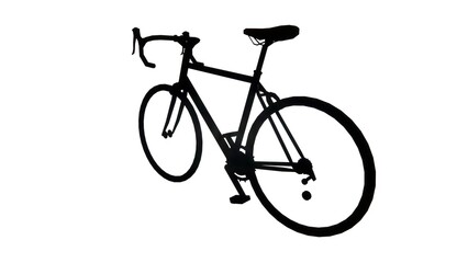 a black and white drawing of a bicycle with a white background.
