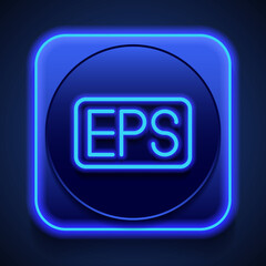 EPS simple icon vector. Flat design. Blue neon style on button. With shadow