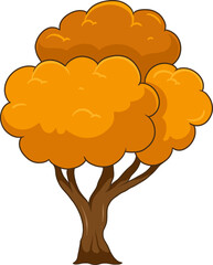 cartoon autumn tree with colorful leaves