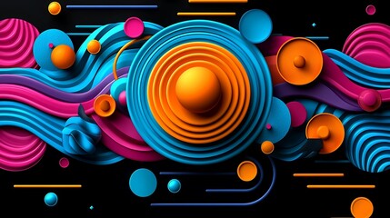 Obraz premium Colorful Layered Graphic Design with Dynamic Shapes