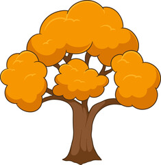 cartoon autumn tree with colorful leaves