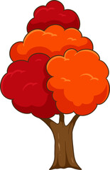 cartoon autumn tree with colorful leaves