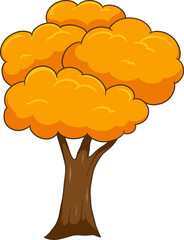 cartoon autumn tree with colorful leaves