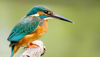 Colorful Kingfisher with long black beak