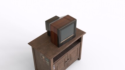 old tv with wooden furniture