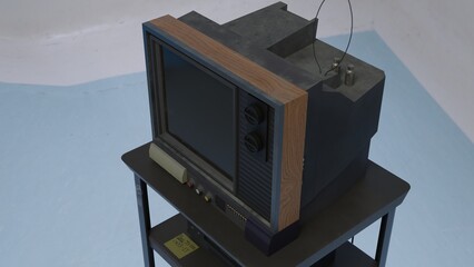 old wooden tv on plastic stand 4k photos