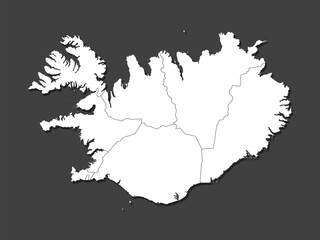 Vector map country Iceland divided on regions