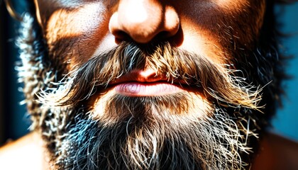 A bushy and wild beard with uneven growth, giving a rustic and untamed look, Generative AI