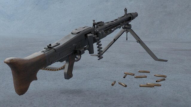 Machine Gun MG3 (MG1A3) with different different angle view 4k photos.