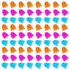 Obraz premium HALLOWEEN FUNNY GHOSTS PATTERN TEXTURE BACKGROUND VECTOR