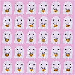 HALLOWEEN FUNNY GHOSTS PATTERN TEXTURE BACKGROUND VECTOR