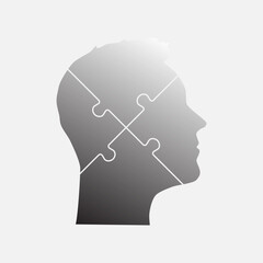 Male head made from four puzzle pieces