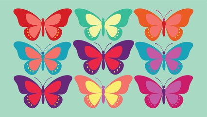set of color butterflies