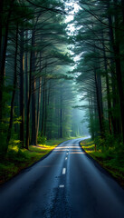 Mystic forest road isolated with white highlights, png