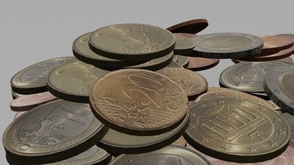 euro coins with white background