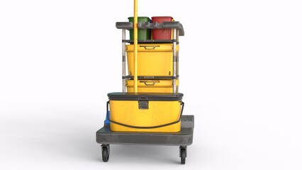 cleaning cart with white background