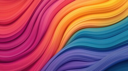 A vibrant, colorful abstract wave pattern featuring smooth curves and layers in shades of red, orange, yellow, green, blue, and purple, ideal for creative projects and designs.
