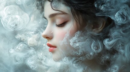 Fototapeta premium Smokey, soft, powder colour and design with art