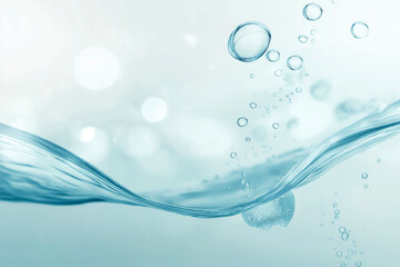 Underwater serenity: tranquil blue bubbles and fluid waves in nature's flow