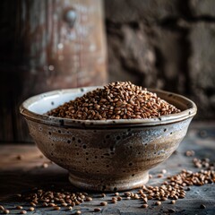 buckwheat in a wooden bowl