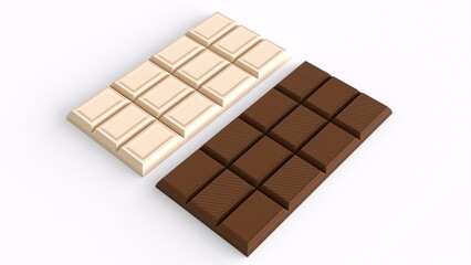 white and dark chocolate with white background