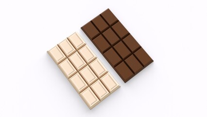 white and dark chocolate with white background