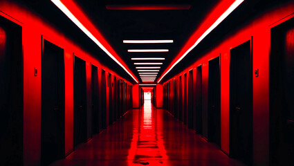 Fototapeta premium Red Creepy Hallway