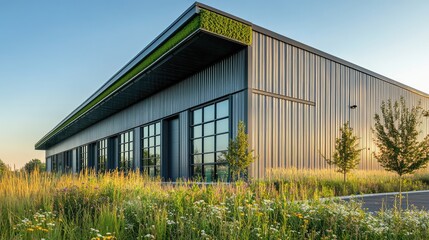 Modern Industrial Warehouse with Green Elements