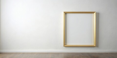 Elegant Golden Picture Frame on Textured White Wall - Minimalist Decor for Mockups, Interior Design, Product Display