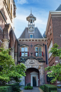 Waterpoort van Gorinchem was rebuilt and is located in garden of Amsterdam Rijksmuseum. Waterpoort (Water gate) was part of fortifications of Gorinchem city until 1893. AMSTERDAM, The NETHERLANDS.