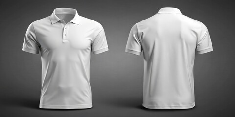 Elegant White Polo Shirt Mockup on Subtle Gray Texture Minimalist Fashion Apparel Template for Branding Clean, Functional Design Concept
